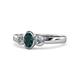 1 - Caron Oval Cut London Blue Topaz and Diamond Three Stone Engagement Ring 