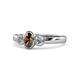 1 - Caron Oval Cut Smoky Quartz and Diamond Three Stone Engagement Ring 