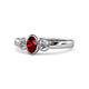 1 - Caron Oval Cut Ruby and Diamond Three Stone Engagement Ring 