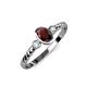 2 - Carolyn Oval Cut Red Garnet and Diamond Three Stone Engagement Ring 