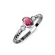 2 - Carolyn Oval Cut Rhodolite Garnet and Diamond Three Stone Engagement Ring 