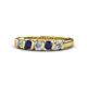 1 - Talia Blue Sapphire and Diamond Wedding Band 