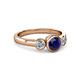 3 - Avrit Blue Sapphire and Diamond Three Stone Engagement Ring 