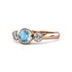 1 - Avrit Blue Topaz and Diamond Three Stone Engagement Ring 