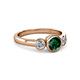 3 - Avrit Emerald and Diamond Three Stone Engagement Ring 