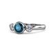 1 - Avrit Blue and White Diamond Three Stone Engagement Ring 