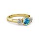 3 - Avrit London Blue Topaz and Diamond Three Stone Engagement Ring 