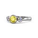 1 - Avrit Yellow Sapphire and Diamond Three Stone Engagement Ring 