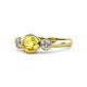 1 - Avrit Yellow Sapphire and Diamond Three Stone Engagement Ring 