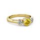3 - Avrit Yellow Sapphire and Diamond Three Stone Engagement Ring 