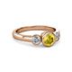 3 - Avrit Yellow Sapphire and Diamond Three Stone Engagement Ring 