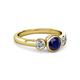 3 - Avrit Blue Sapphire and Diamond Three Stone Engagement Ring 