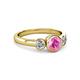 3 - Avrit Pink Sapphire and Diamond Three Stone Engagement Ring 