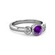 3 - Avrit Amethyst and Diamond Three Stone Engagement Ring 