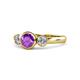 1 - Avrit Amethyst and Diamond Three Stone Engagement Ring 