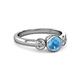3 - Avrit Blue Topaz and Diamond Three Stone Engagement Ring 