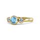 1 - Avrit Blue Topaz and Diamond Three Stone Engagement Ring 