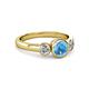 3 - Avrit Blue Topaz and Diamond Three Stone Engagement Ring 