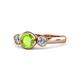 1 - Avrit Peridot and Diamond Three Stone Engagement Ring 