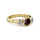 3 - Avrit Red Garnet and Diamond Three Stone Engagement Ring 