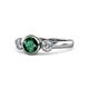 1 - Avrit Emerald and Diamond Three Stone Engagement Ring 