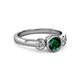 3 - Avrit Emerald and Diamond Three Stone Engagement Ring 