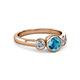 3 - Avrit London Blue Topaz and Diamond Three Stone Engagement Ring 