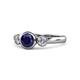 1 - Avrit Blue Sapphire and Diamond Three Stone Engagement Ring 