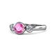 1 - Avrit Pink Sapphire and Diamond Three Stone Engagement Ring 
