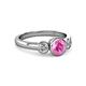 3 - Avrit Pink Sapphire and Diamond Three Stone Engagement Ring 