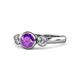 1 - Avrit Amethyst and Diamond Three Stone Engagement Ring 