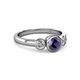 3 - Avrit Iolite and Diamond Three Stone Engagement Ring 