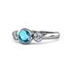 1 - Avrit London Blue Topaz and Diamond Three Stone Engagement Ring 