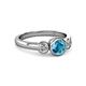 3 - Avrit London Blue Topaz and Diamond Three Stone Engagement Ring 