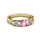 3 - Raea Lab Created Pink Sapphire and Diamond Three Stone Engagement Ring 