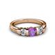 3 - Raea Amethyst and Diamond Three Stone Engagement Ring 