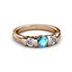 3 - Raea London Blue Topaz and Diamond Three Stone Engagement Ring 