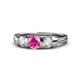 1 - Raea Lab Created Pink Sapphire and Diamond Three Stone Engagement Ring 