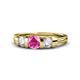 1 - Raea Lab Created Pink Sapphire and Diamond Three Stone Engagement Ring 