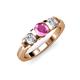 2 - Raea Lab Created Pink Sapphire and Diamond Three Stone Engagement Ring 