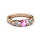 3 - Raea Lab Created Pink Sapphire and Diamond Three Stone Engagement Ring 