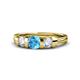 1 - Raea Blue Topaz and Diamond Three Stone Engagement Ring 