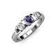 2 - Raea Iolite and Diamond Three Stone Engagement Ring 