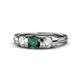 1 - Raea Emerald and Diamond Three Stone Engagement Ring 