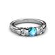 3 - Raea London Blue Topaz and Diamond Three Stone Engagement Ring 