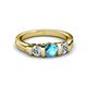 3 - Raea London Blue Topaz and Diamond Three Stone Engagement Ring 