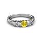 3 - Raea Lab Created Yellow Sapphire and Diamond Three Stone Engagement Ring 