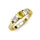 2 - Raea Lab Created Yellow Sapphire and Diamond Three Stone Engagement Ring 
