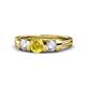 1 - Raea Lab Created Yellow Sapphire and Diamond Three Stone Engagement Ring 