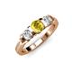 2 - Raea Lab Created Yellow Sapphire and Diamond Three Stone Engagement Ring 
